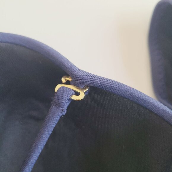 Yandy Navy Blue Bandeau Bikini Top With Halter Strap & Lace-Up Back - Picture 6 of 13